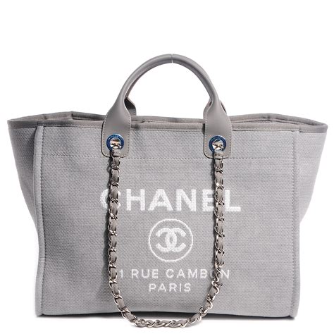 chanel deauville tote grey and black|Chanel deauville tote large size.